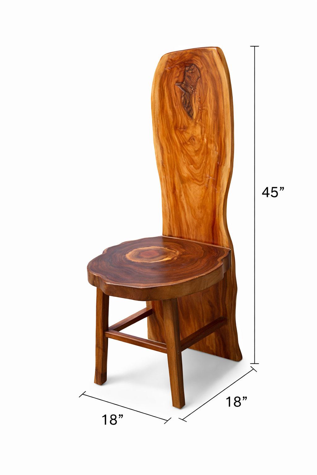 Handcrafted Wooden Chair with butterfly Carving