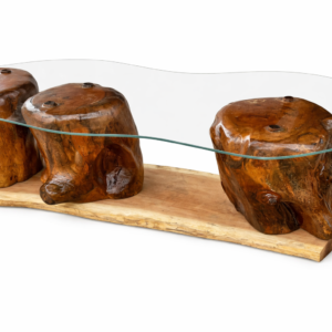 Natural Wood & Glass Coffee Table